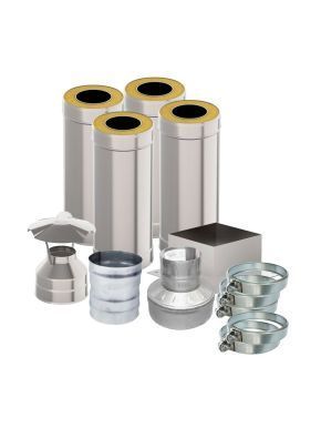 Базовый комплект сэндвич-дымохода для отопительной печи d150 4м AISI 439